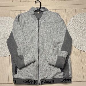 Calvin Klein Jeans Men's Two-Tone Gray Zip Sweater Jacket